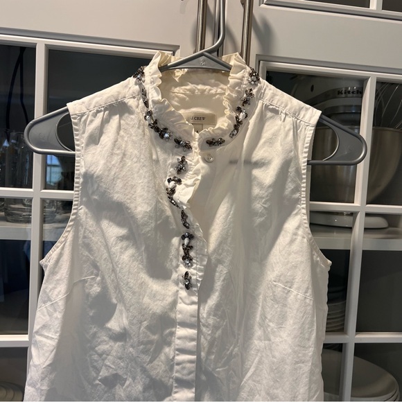 J. Crew Tops - J. Crew White Sleeveless Top with Embellished Collar